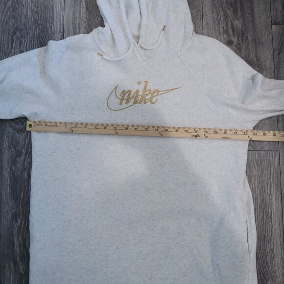 Nike Dress Womens Oversized Midi Hoodie Tunic Metallic Gold Gray White Top S - Picture 13 of 17